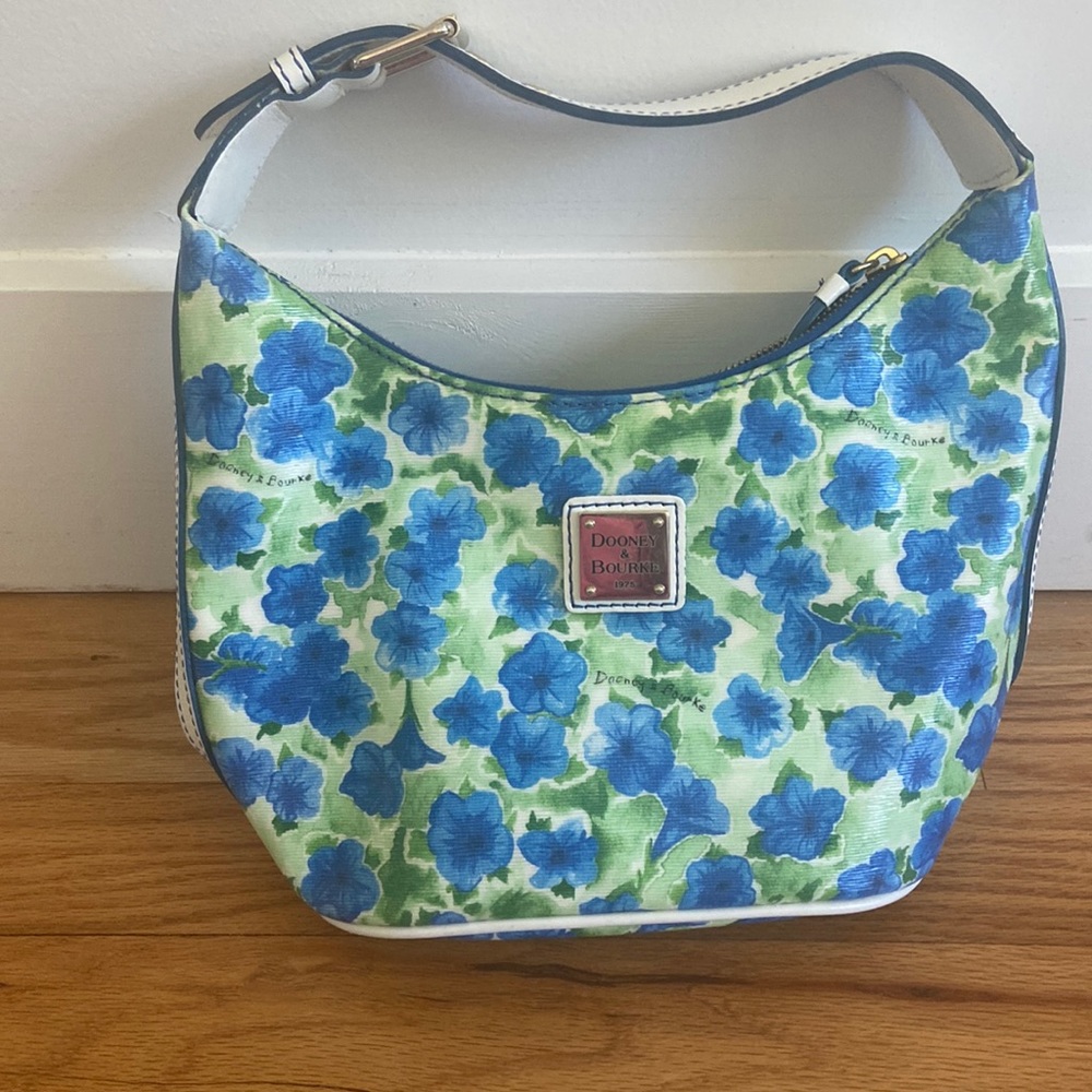 Dooney & Bourke blue and green floral hobo bag